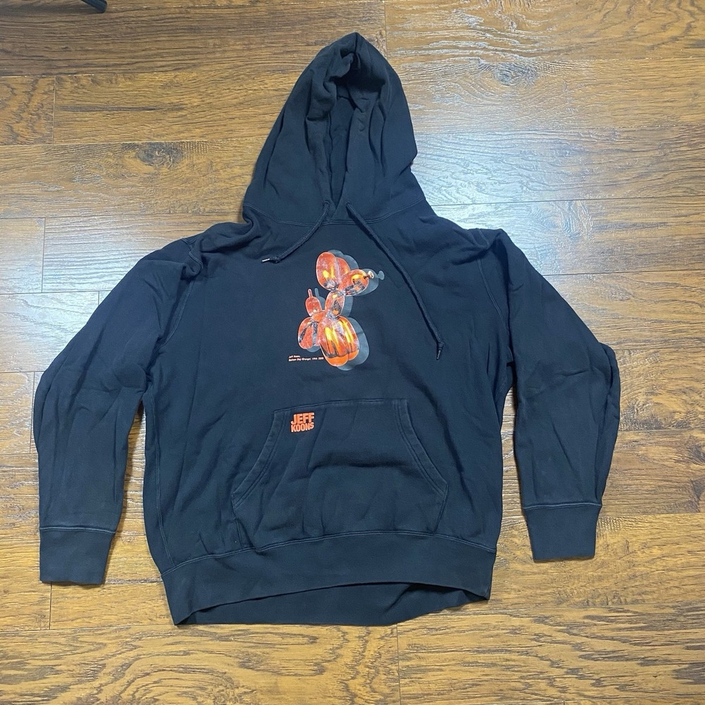 Uniqlo UT Jeff Koons Balloon Dog Orange Graphic Hoodie Black Mens XL